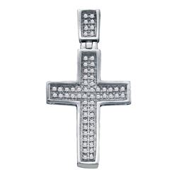 1/6 CTW Round Diamond Cross Pendant 10kt White Gold - REF-13M2A