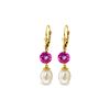 Image 1 : Genuine 11.10 ctw Pink Topaz Earrings 14KT Yellow Gold - REF-28R3P