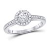 Image 1 : 3/8 CTW Round Diamond Solitaire Bridal Wedding Engagement Ring 14kt White Gold - REF-45Y5X