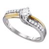 Image 1 : 1/2 CTW Round Diamond Solitaire 2-Tone Bridal Wedding Engagement Ring 14kt White Gold - REF-63T5K