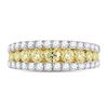 Image 2 : 2 CTW Round Yellow Diamond Triple Row Ring 14kt Yellow Gold - REF-156R3H