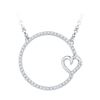 Image 1 : 1/5 CTW Round Diamond Circle Heart Pendant 10kt White Gold - REF-20X3T
