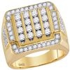 Image 1 : 2 CTW Mens Round Diamond Square Cluster Ring 10kt Yellow Gold - REF-156A3N