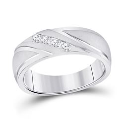 1/4 CTW Mens Round Channel-set Diamond Wedding Anniversary Ring 10kt White Gold - REF-47F9M