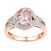 Image 1 : 1 & 5/8 CTW Oval Natural Morganite Solitaire Diamond Ring 10kt Rose Gold - REF-57R3H