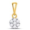 Image 1 : 1/10 CTW Round Diamond Flower Cluster Pendant 14kt Yellow Gold - REF-8F4M