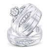 Image 1 : 1/2 CTW His & Hers Round Diamond Cluster Matching Bridal Wedding Ring 10kt White Gold - REF-60F3M