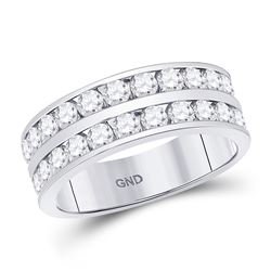2 CTW Mens Round Diamond Double Row Wedding Ring 14kt White Gold - REF-179K9R