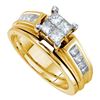Image 1 : 1 CTW Princess Diamond Cluster Bridal Wedding Engagement Ring 14kt Yellow Gold - REF-120Y3X