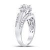 Image 3 : 1 CTW Princess Diamond Cluster Bridal Wedding Engagement Ring 14kt White Gold - REF-90K3R