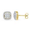 Image 1 : 1/2 CTW Round Diamond Square Cluster Earrings 10kt Yellow Gold - REF-27F5M