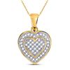 Image 1 : 1/6 CTW Round Diamond Layered Heart Cluster Pendant 10kt Yellow Gold - REF-11N9Y