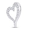 Image 2 : 1/3 CTW Round Pave-set Diamond Heart Outline Pendant 14kt White Gold - REF-30F3M