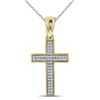 Image 1 : 1/6 CTW Mens Round Diamond Small Cross Charm Pendant 10kt Yellow Gold - REF-22K8R