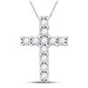 Image 1 : 1/10 CTW Round Diamond Cross Faith Pendant 10kt White Gold - REF-5M3A