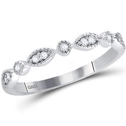 1/10 CTW Round Diamond Classic Stackable Ring 14kt White Gold - REF-18T3K
