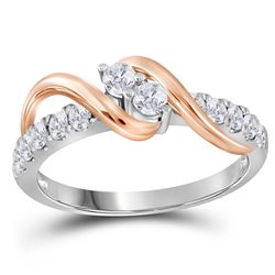 1/2 CTW Round Diamond 2-stone Bridal Wedding Engagement Ring 14kt Two-tone Gold - REF-45Y3X
