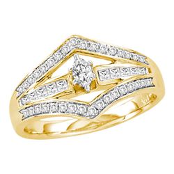 1/2 CTW Marquise Diamond Marquise Bridal Wedding Engagement Ring 14kt Yellow Gold - REF-65W9F