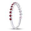 Image 3 : 1/5 CTW Round Ruby Square Dot Stackable Ring 10kt White Gold - REF-11K9R