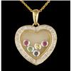 Image 1 : 14KY Gold Floating Diamond/Multi Sapphire Heart