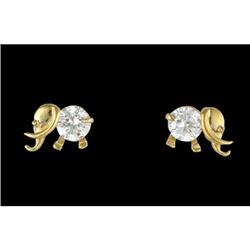 14KY Gold (not plated) CZ Elephant Earr