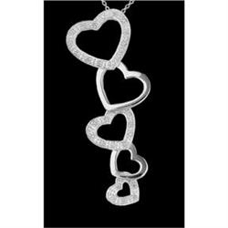 Romantic 14KW Gold Diamond Heart Pendant