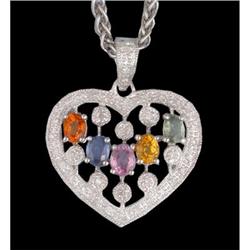 14KW Gold 1.42ct Diamond/Gemstone Heart Pendant