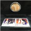 Image 3 : 2001 WORLD FIGURE SKATING CHAMPIONSHIPS STAMP & 24KT GOLD PLATED MEDALLION SET