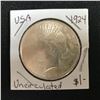 Image 1 : 1924 USA SILVER PEACE DOLLAR (UNCIRCULATED)