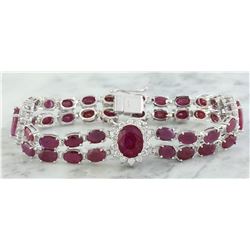 23.25 CTW Ruby 14K White Gold Diamond Bracelet