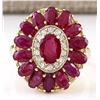 Image 1 : 4.42 CTW Natural Ruby And Diamond Ring In 18K Yellow Gold