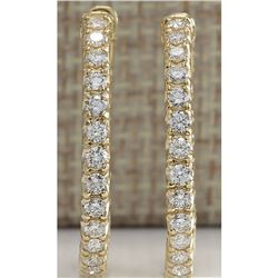 2.13 CTW Natural Diamond Hoop Earrings 18K Solid Yellow Gold