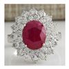 Image 1 : 5.80 CTW Natural Ruby And Diamond Ring 18K Solid White Gold