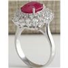 Image 3 : 5.80 CTW Natural Ruby And Diamond Ring 18K Solid White Gold