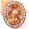 Image 1 : 10.90 CTW Natural Morganite 18K Solid Rose Gold Diamond Ring