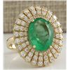 Image 2 : 6.94 CTW Natural Colombian Emerald And Diamond Ring 14K Solid Yellow Gold