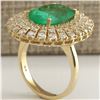 Image 3 : 6.94 CTW Natural Colombian Emerald And Diamond Ring 14K Solid Yellow Gold