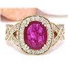 Image 1 : 2.85 CTW Natural Ruby 18K Solid Yellow Gold Diamond Ring