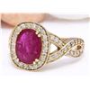 Image 2 : 2.85 CTW Natural Ruby 18K Solid Yellow Gold Diamond Ring