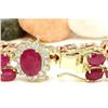 Image 3 : 32.15 CTW Natural Ruby 14K Solid Yellow Gold Diamond Bracelet