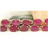 Image 4 : 32.15 CTW Natural Ruby 14K Solid Yellow Gold Diamond Bracelet