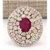 Image 1 : 5.98 CTW Natural Ruby And Diamond Ring In 18K Rose Gold