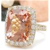 Image 2 : 12.52 CTW Natural Morganite 18K Solid Yellow Gold Diamond Ring