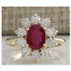 Image 1 : 2.90 CTW Natural Ruby And Diamond Ring 18K Solid Yellow Gold