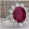 Image 2 : 4.03 CTW Natural Red Ruby Diamond Ring 18K Solid White Gold