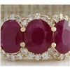 Image 1 : 6.31 CTW Natural Red Ruby And Diamond Ring 18K Solid Yellow Gold