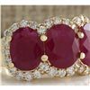 Image 2 : 6.31 CTW Natural Red Ruby And Diamond Ring 14K Solid Yellow Gold