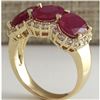 Image 3 : 6.31 CTW Natural Red Ruby And Diamond Ring 14K Solid Yellow Gold