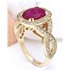 Image 4 : 2.85 CTW Natural Ruby 14K Solid Yellow Gold Diamond Ring