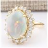 Image 2 : 7.26 CTW Natural Opal And Diamond Ring In 18K Yellow Gold
